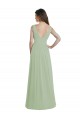Long Sleeveless Soft Chiffon Smoke Green A-Line Formal Dress / Bridesmaid Dress Colchester