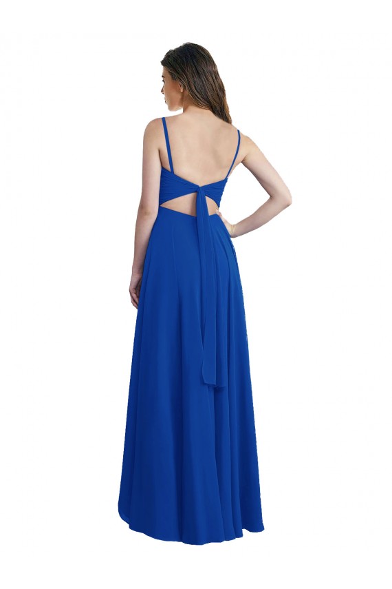 Long Sleeveless Soft Chiffon Royal Blue A-Line High Low Bridesmaid Dress Colchester