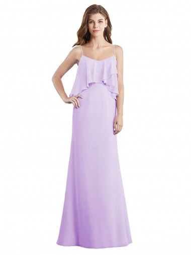 Long Sleeveless Chiffon Lilac Spaghetti Straps A-Line Bridesmaid Dress / Evening Dress Colchester