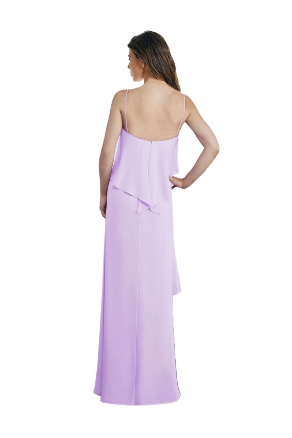 Long Sleeveless Chiffon Lilac Spaghetti Straps A-Line Bridesmaid Dress / Evening Dress Colchester