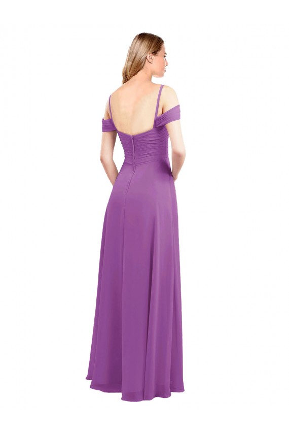 Long Cold Shoulder Soft Chiffon Dahlia A-Line Bridesmaid Dress Colchester