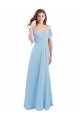 Long Cold Shoulder Soft Chiffon Light Sky Blue A-Line Bridesmaid Dress Colchester