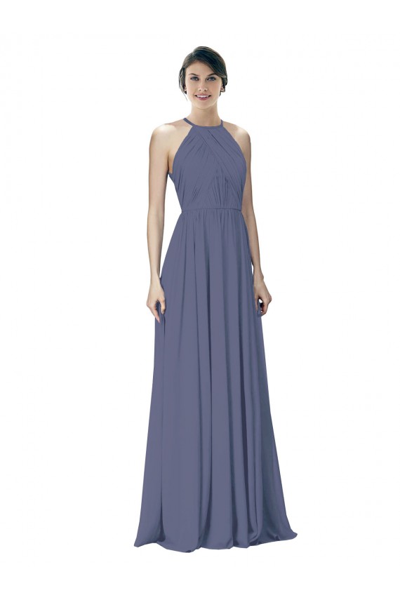 Long Sleeveless Soft Chiffon Silver Stone A-Line Formal Dress / Bridesmaid Dress Colchester