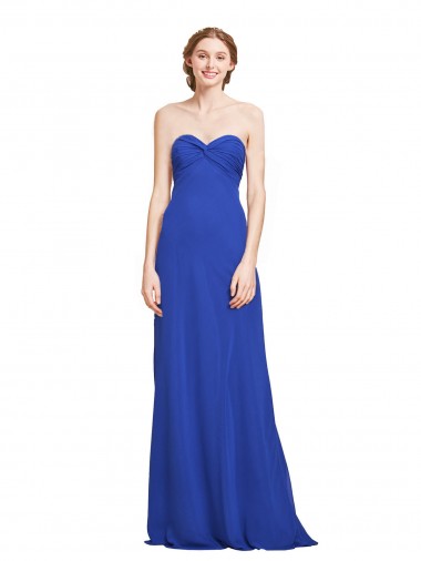 Long Sleeveless Soft Chiffon Royal Blue A-Line Bridesmaid Gown Colchester