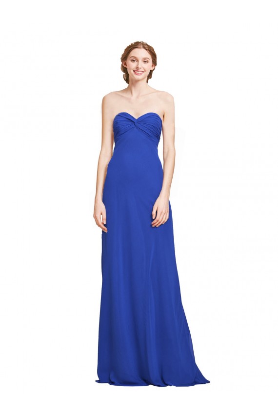 Long Sleeveless Soft Chiffon Royal Blue A-Line Bridesmaid Gown Colchester