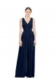 Long Sleeveless Chiffon Dark Navy A-Line Wedding Party Dress Colchester