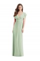 Long Flutter Sleeves Soft Chiffon Sage Trumpet Bridesmaid Dress Colchester