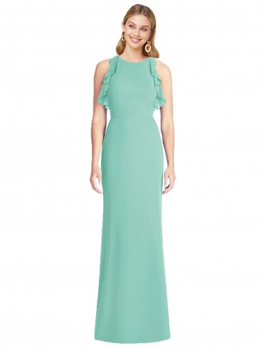 Long Sleeveless Soft Chiffon Jade Mermaid Bridesmaid Dress Colchester