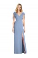 Long Sleeveless Soft Chiffon Dusty Blue Mermaid Bridesmaid Dress Colchester