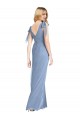 Long Sleeveless Soft Chiffon Dusty Blue Mermaid Bridesmaid Dress Colchester