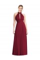 Long Sleeveless Soft Chiffon Burgundy Halter Neck A-Line Semi Formal Evening Dress / Bridesmaid Dress Colchester