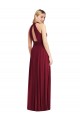 Long Sleeveless Soft Chiffon Burgundy Halter Neck A-Line Semi Formal Evening Dress / Bridesmaid Dress Colchester