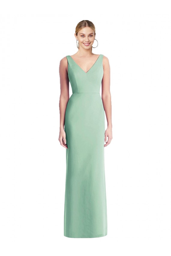Long Sleeveless Soft Chiffon Mint Green Trumpet Bridesmaid Dress Colchester