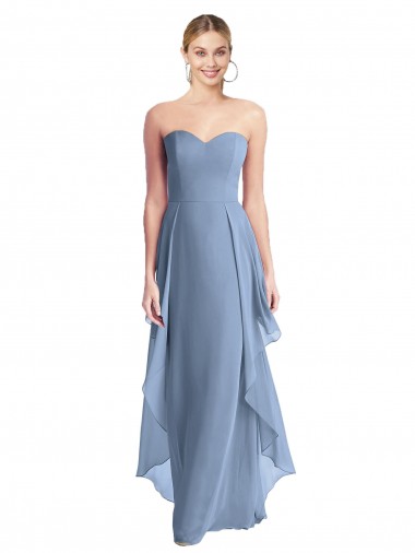 Long Sleeveless Chiffon Dusty Blue A-Line Formal Dress / Bridesmaid Dress Colchester
