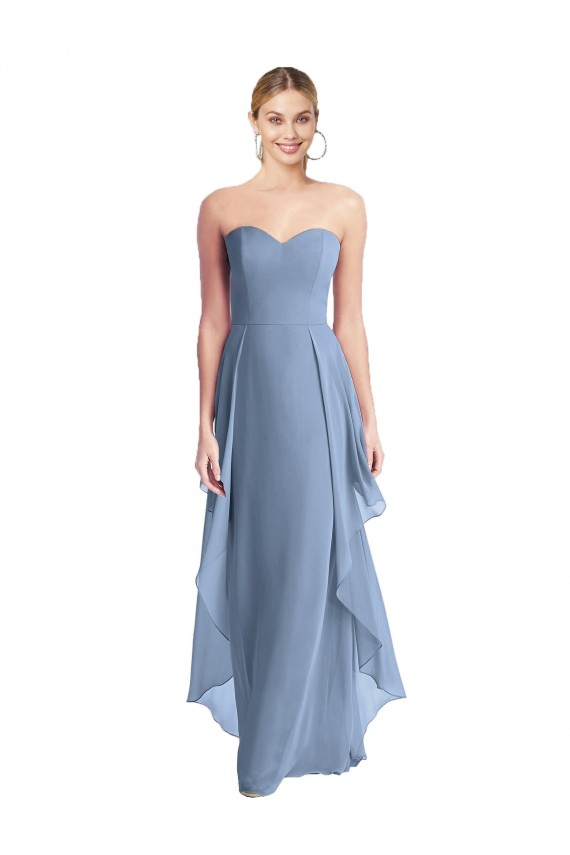 Long Sleeveless Chiffon Dusty Blue A-Line Formal Dress / Bridesmaid Dress Colchester