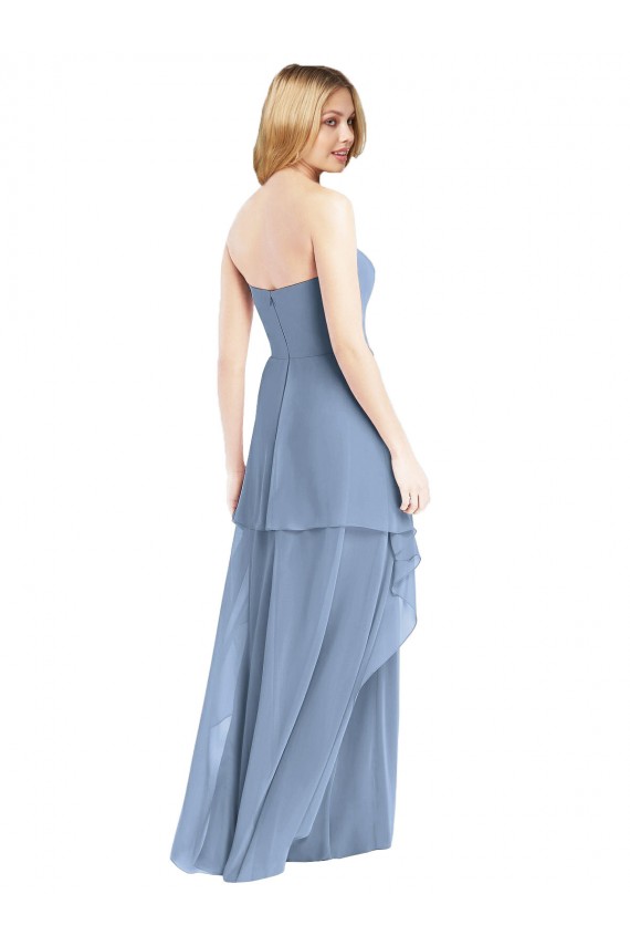 Long Sleeveless Chiffon Dusty Blue A-Line Formal Dress / Bridesmaid Dress Colchester