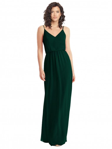 Long Sleeveless Soft Chiffon Ever Green A-Line Semi Formal Evening Dress / Bridesmaid Dress Colchester