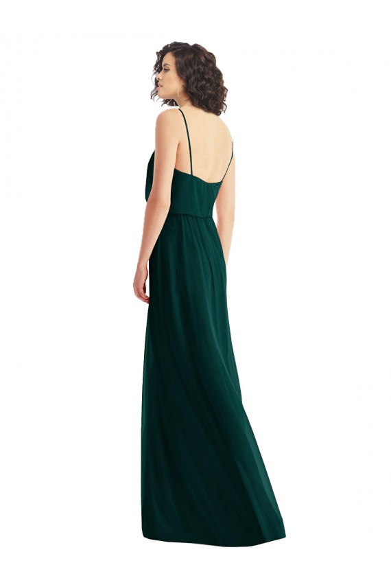 Long Sleeveless Soft Chiffon Ever Green A-Line Semi Formal Evening Dress / Bridesmaid Dress Colchester