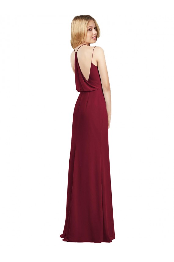 Long Sleeveless Soft Chiffon Burgundy V-Neck A-Line Formal Dress / Bridesmaid Dress Colchester