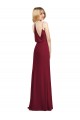 Long Sleeveless Soft Chiffon Burgundy V-Neck A-Line Formal Dress / Bridesmaid Dress Colchester