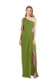 Long Sleeveless Soft Chiffon Olive Green One Shoulder Trumpet Bridesmaid Dress Colchester