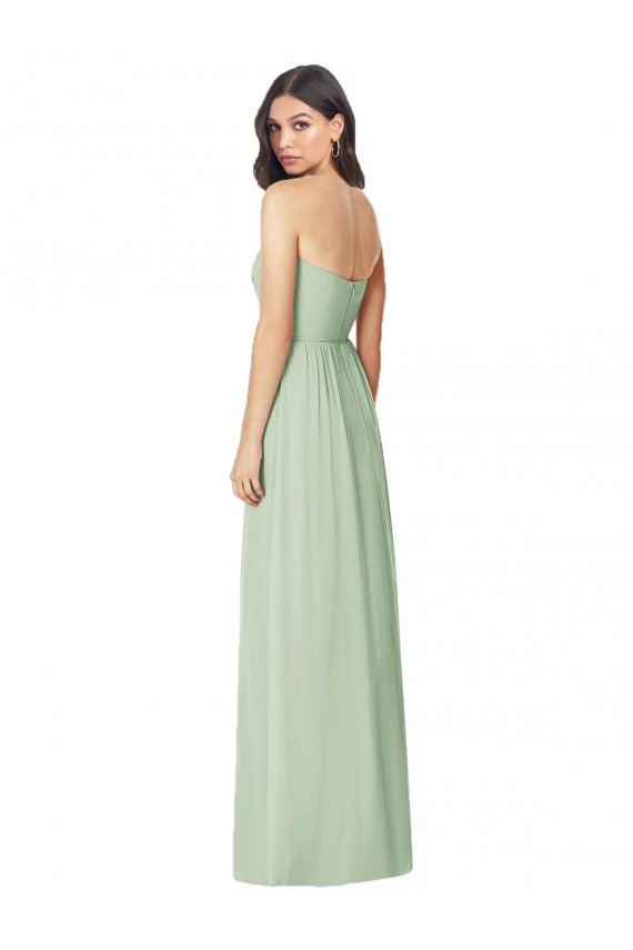 Long Sleeveless Soft Chiffon Sage Trumpet Bridesmaid Dress Colchester