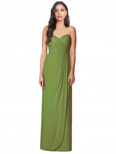Long Sleeveless Soft Chiffon Olive Green Trumpet Bridesmaid Dress Colchester