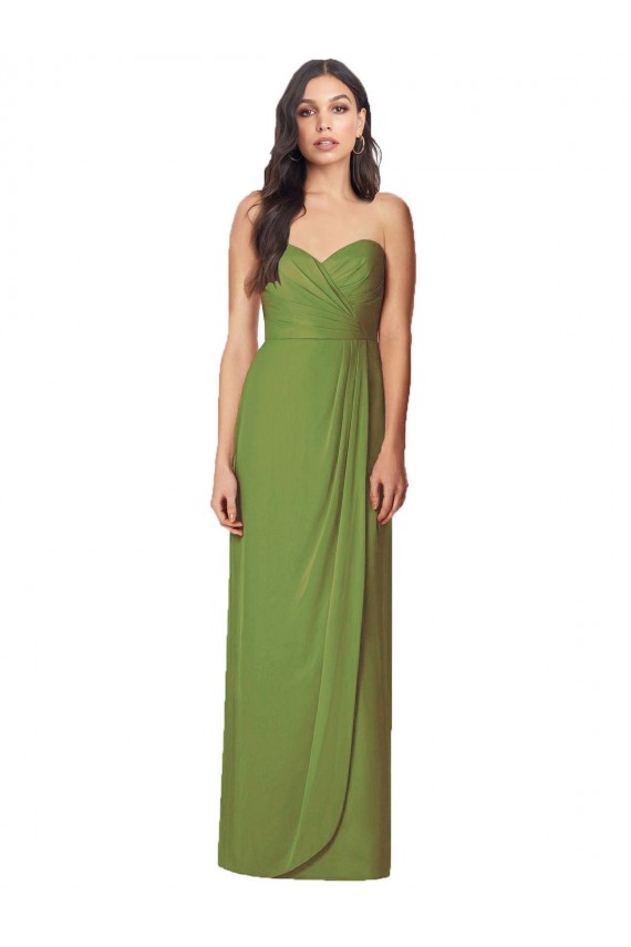 Long Sleeveless Soft Chiffon Olive Green Trumpet Bridesmaid Dress Colchester
