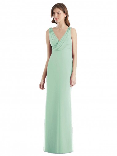 Long Sleeveless Chiffon Mint Green Trumpet Bridesmaid Dress / Evening Dress Colchester
