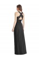 Long Sleeveless Soft Chiffon Black A-Line Bridesmaid Dress Colchester