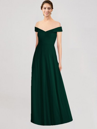 Long Sleeveless Soft Chiffon Ever Green A-Line Formal Dress / Bridesmaid Dress Colchester