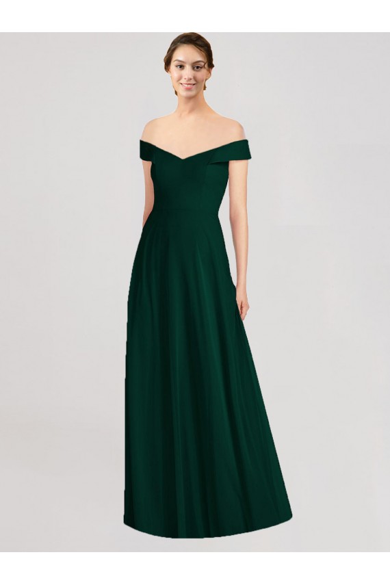 Long Sleeveless Soft Chiffon Ever Green A-Line Formal Dress / Bridesmaid Dress Colchester