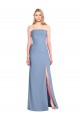 Long Sleeveless Soft Chiffon Dusty Blue Trumpet Bridesmaid Dress Colchester