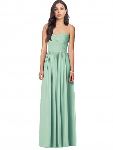 Long Sleeveless Soft Chiffon Mint Green Sweetheart Trumpet Bridesmaid Dress Colchester