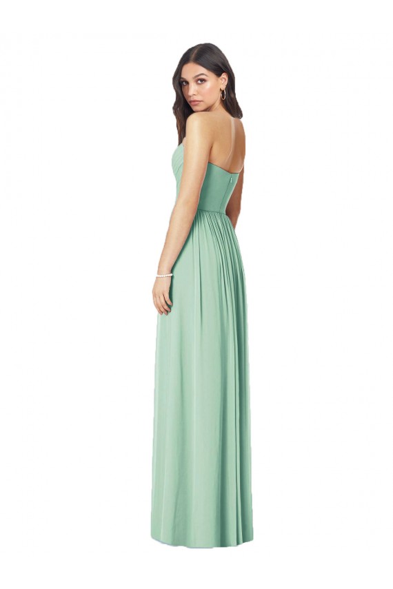 Long Sleeveless Soft Chiffon Mint Green Sweetheart Trumpet Bridesmaid Dress Colchester