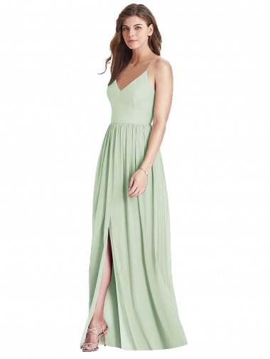 Long Sleeveless Soft Chiffon Sage A-Line Semi Formal Evening Dress / Bridesmaid Dress Colchester