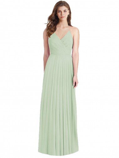 Long Cold Shoulder Soft Chiffon Sage Trumpet Semi Formal Evening Dress / Bridesmaid Dress Colchester