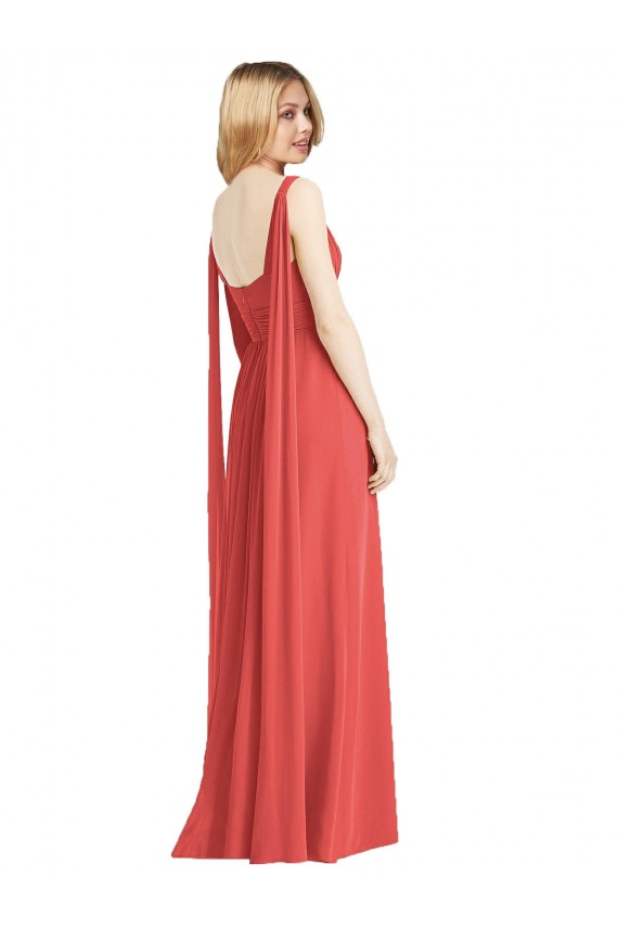 Long Sleeveless Soft Chiffon Firecracker V-Neck A-Line Bridesmaid Dress Colchester