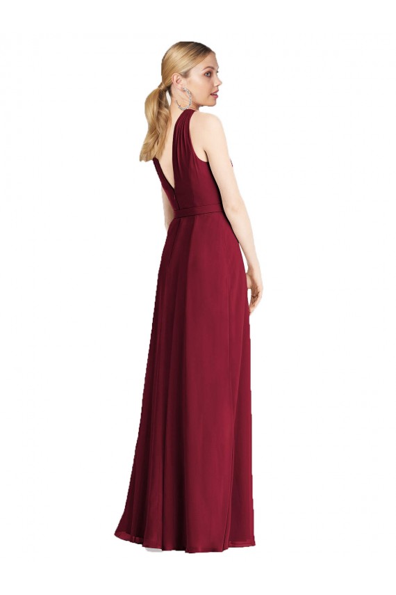 Long Sleeveless Soft Chiffon Royal Blue Halter Neck A-Line Bridesmaid Dress Colchester
