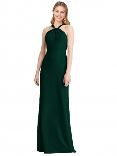 Long Sleeveless Soft Chiffon Ever Green Trumpet Bridesmaid Dress Colchester