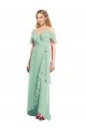 Long Cold Shoulder Soft Chiffon Mint Green Trumpet High Low Bridesmaid Dress Colchester