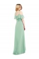 Long Cold Shoulder Soft Chiffon Mint Green Trumpet High Low Bridesmaid Dress Colchester