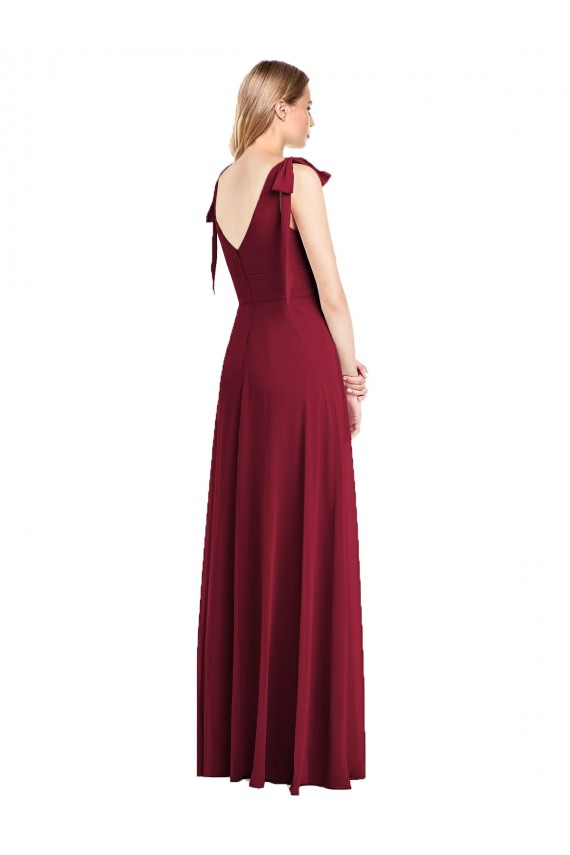 Long Sleeveless Soft Chiffon Coral Trumpet Bridesmaid Dress Colchester