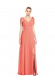 Long Sleeveless Soft Chiffon Coral Trumpet Bridesmaid Dress Colchester