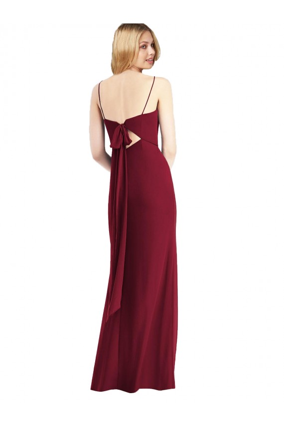 Long Sleeveless Soft Chiffon Burgundy Spaghetti Straps Trumpet Bridesmaid Dress Colchester