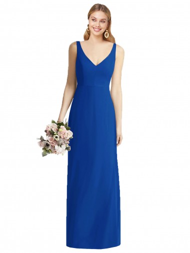 Long Sleeveless Soft Chiffon Royal Blue Mermaid Bridesmaid Dress Colchester