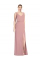 Long Sleeveless Soft Chiffon Dusty Pink Mermaid Bridesmaid Dress Colchester