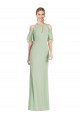 Long Cold Shoulder Soft Chiffon Sage Mermaid Semi Formal Evening Dress / Bridesmaid Dress Colchester