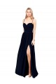 Long Sleeveless Soft Chiffon Dark Navy Spaghetti Straps A-Line Formal Evening Gown / Bridesmaid Dress Colchester