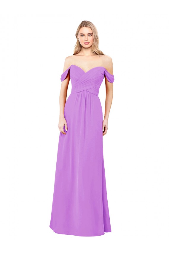 Long Sleeveless Soft Chiffon Violet A-Line Bridesmaid Dress Colchester